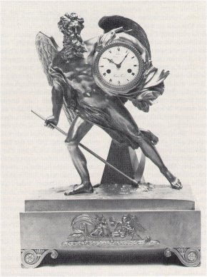 Bitte zum Vergrern anklicken - 9. Pendule Chronos, der die Zeit fortreit", Ledure, Paris, um 1815, auf dem Zifferblatt bez.: Ledure